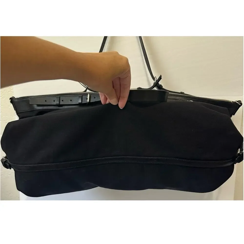 Saint Laurent ID Convertible Duffel Large Black Canvas Travel Bag Leather Trim